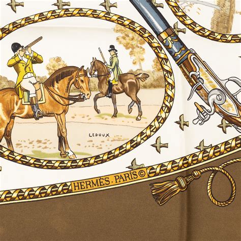 Hermes, a La Chasse A Tir silk scarf, designed by Philippe 